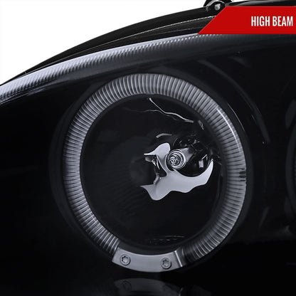 1994-1998 Ford Mustang Dual Halo V2 Projector Headlights (Glossy Black Housing/Smoked Lens)