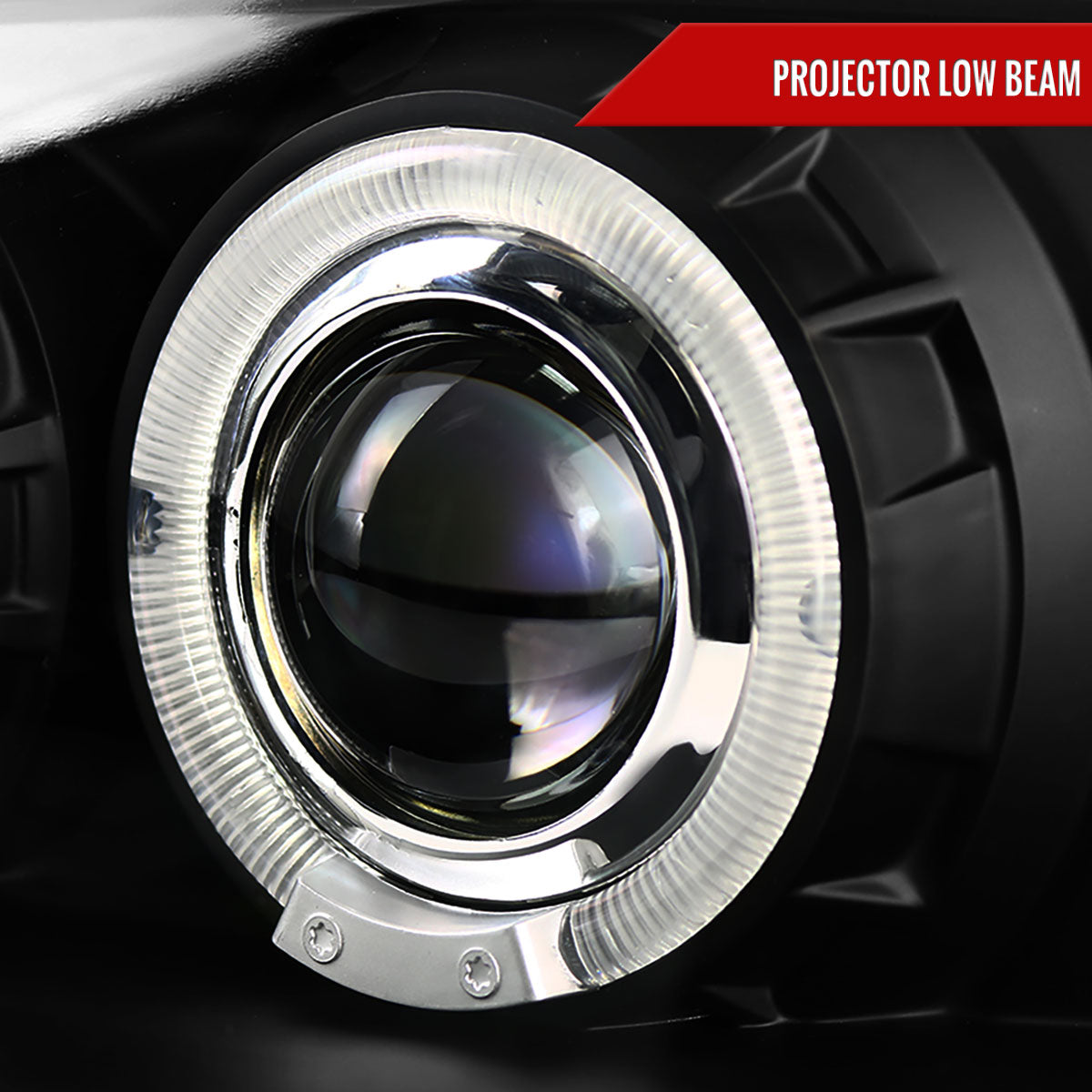 1994-1998 Ford Mustang Dual Halo Projector Headlights (Matte Black Housing/Clear Lens)