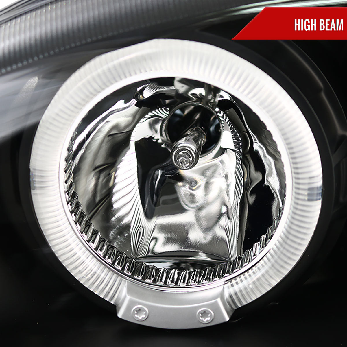 1994-1998 Ford Mustang Dual Halo Projector Headlights (Matte Black Housing/Clear Lens)