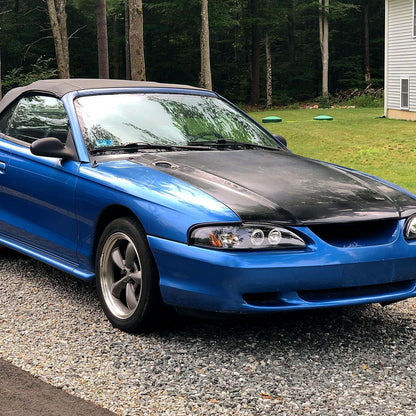 1994-1998 Ford Mustang Dual Halo Projector Headlights (Matte Black Housing/Clear Lens)