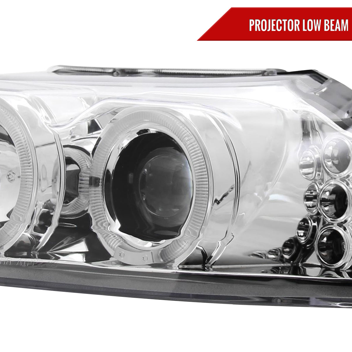 1999-2004 Ford Mustang Dual Halo Projector Headlights (Chrome Housing/Clear Lens)