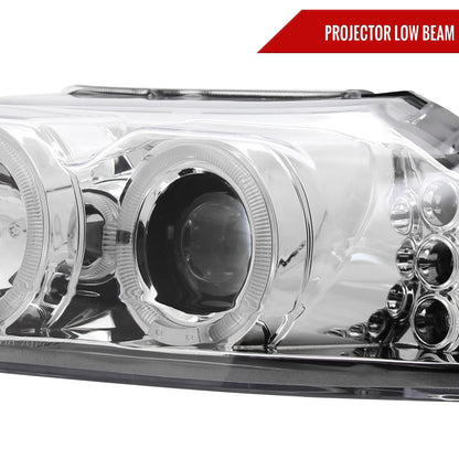 1999-2004 Ford Mustang Dual Halo Projector Headlights (Chrome Housing/Clear Lens)