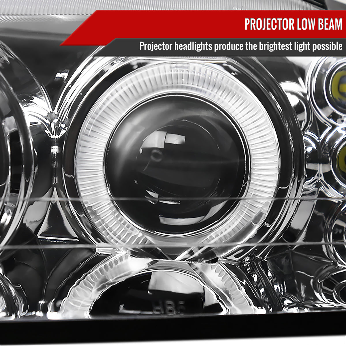 1999-2004 Ford Mustang Dual Halo V2 Projector Headlights (Chrome Housing/Clear Lens)
