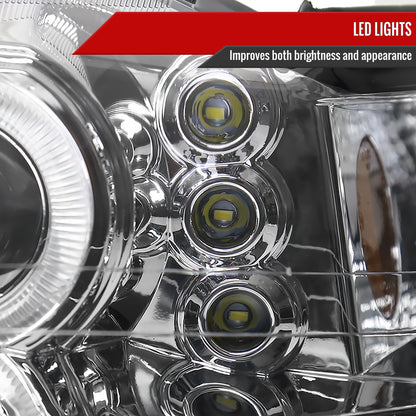 1999-2004 Ford Mustang Dual Halo V2 Projector Headlights (Chrome Housing/Clear Lens)