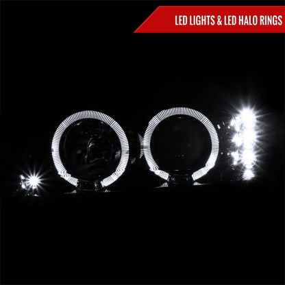 1999-2004 Ford Mustang Dual Halo Projector Headlights (Jet Black Housing/Clear Lens)