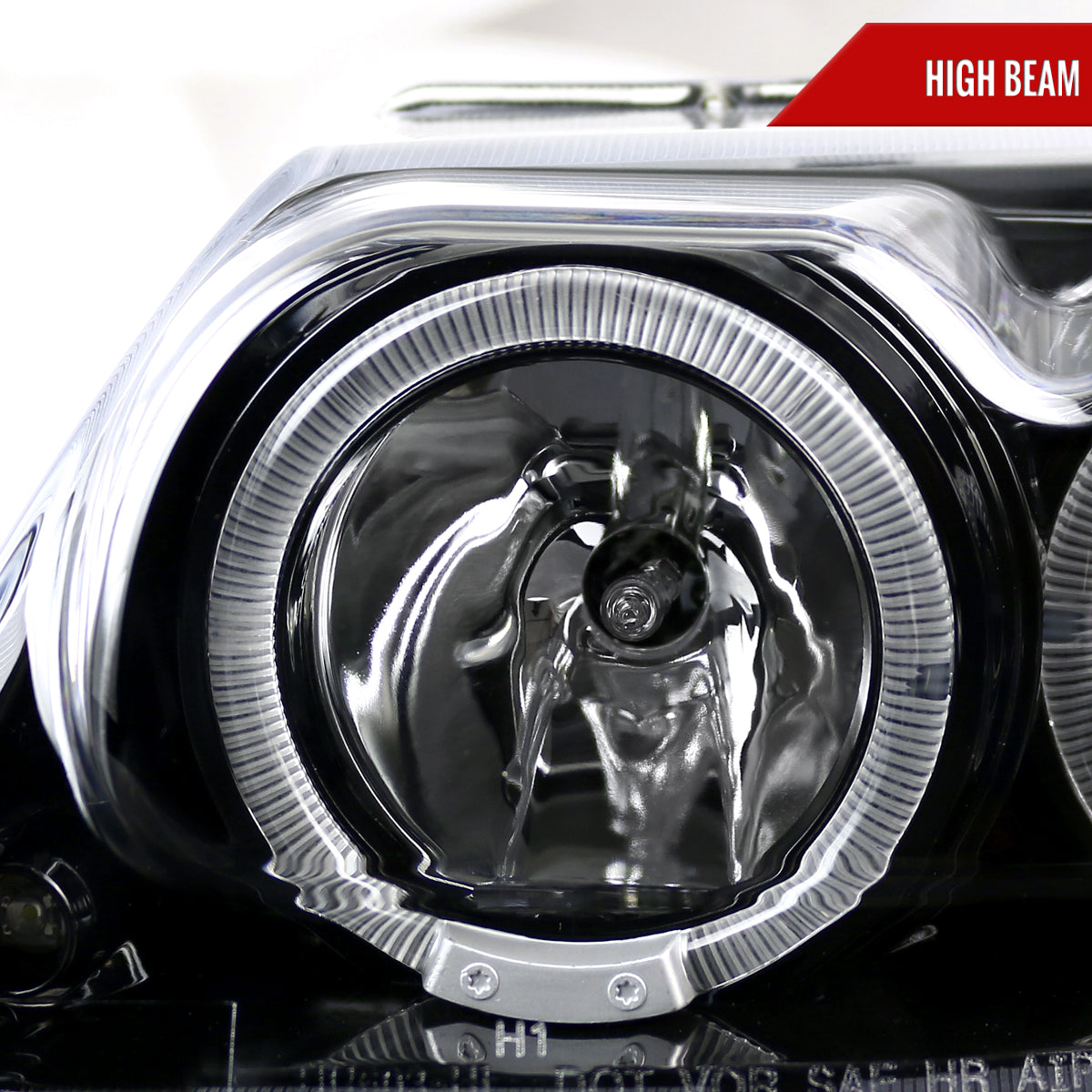 1999-2004 Ford Mustang Dual Halo Projector Headlights (Jet Black Housing/Clear Lens)