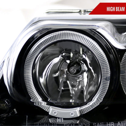 1999-2004 Ford Mustang Dual Halo Projector Headlights (Jet Black Housing/Clear Lens)