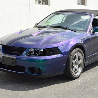 1999-2004 Ford Mustang Dual Halo Projector Headlights (Jet Black Housing/Clear Lens)