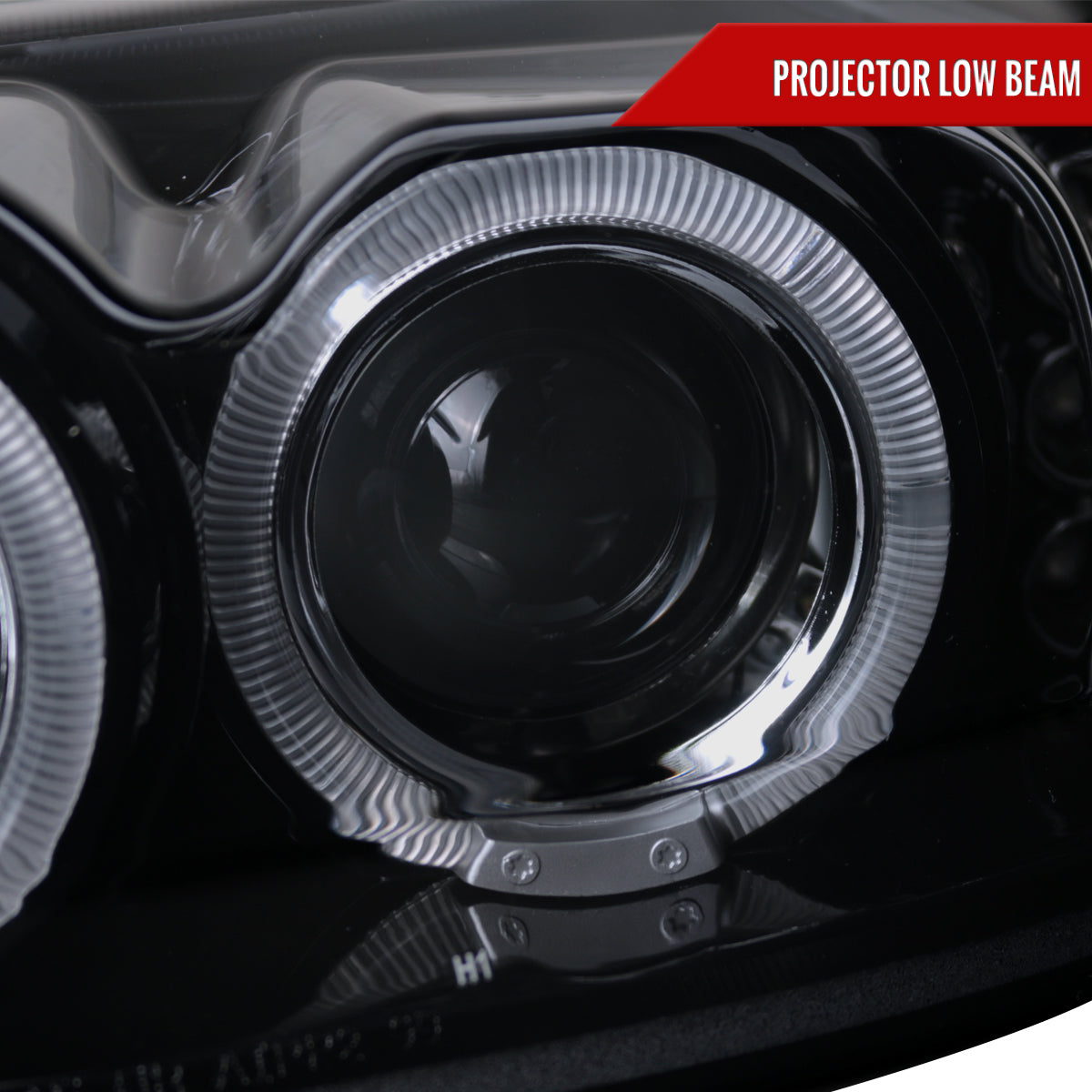 1999-2004 Ford Mustang Dual Halo Projector Headlights (Glossy Black Housing/Smoked Lens)