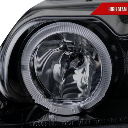 1999-2004 Ford Mustang Dual Halo Projector Headlights (Glossy Black Housing/Smoked Lens)