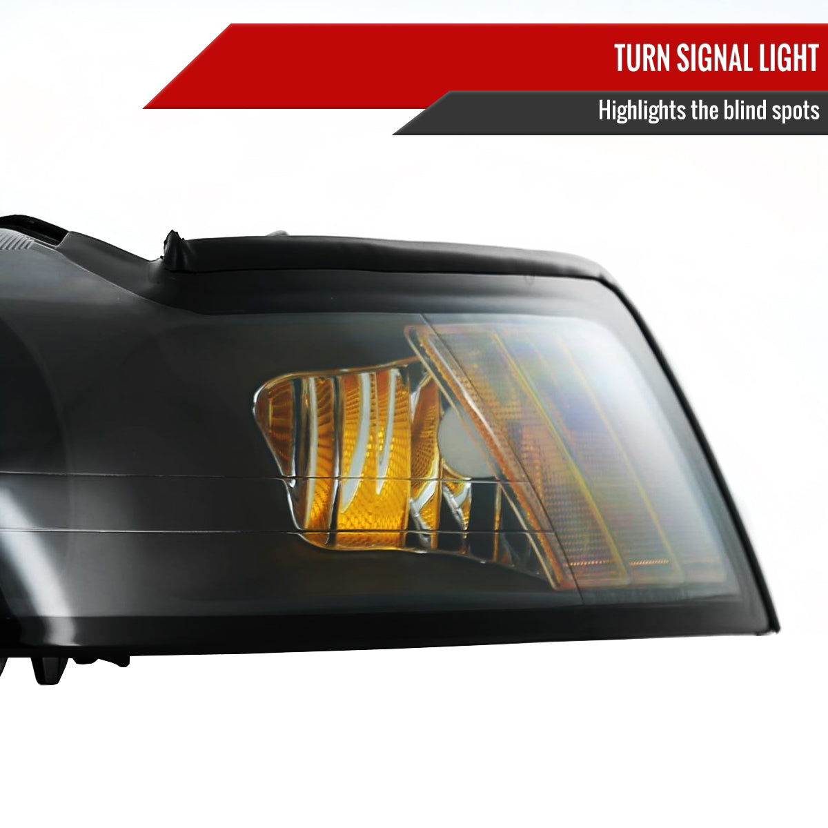 1999-2004 Ford Mustang Projector Headlights w/ Amber Reflectors (Matte Black Housing/Clear Lens)