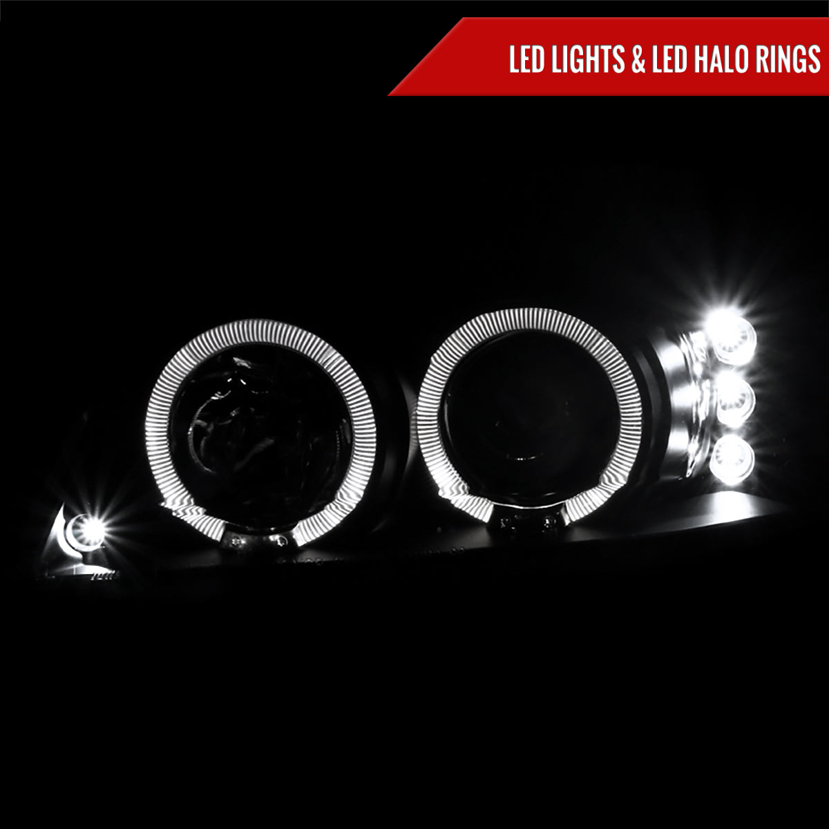 1999-2004 Ford Mustang Dual Halo Projector Headlights (Matte Black Housing/Clear Lens)