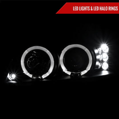 1999-2004 Ford Mustang Dual Halo Projector Headlights (Matte Black Housing/Clear Lens)