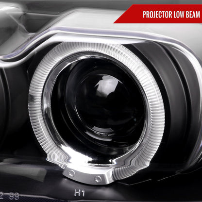 1999-2004 Ford Mustang Dual Halo Projector Headlights (Matte Black Housing/Clear Lens)