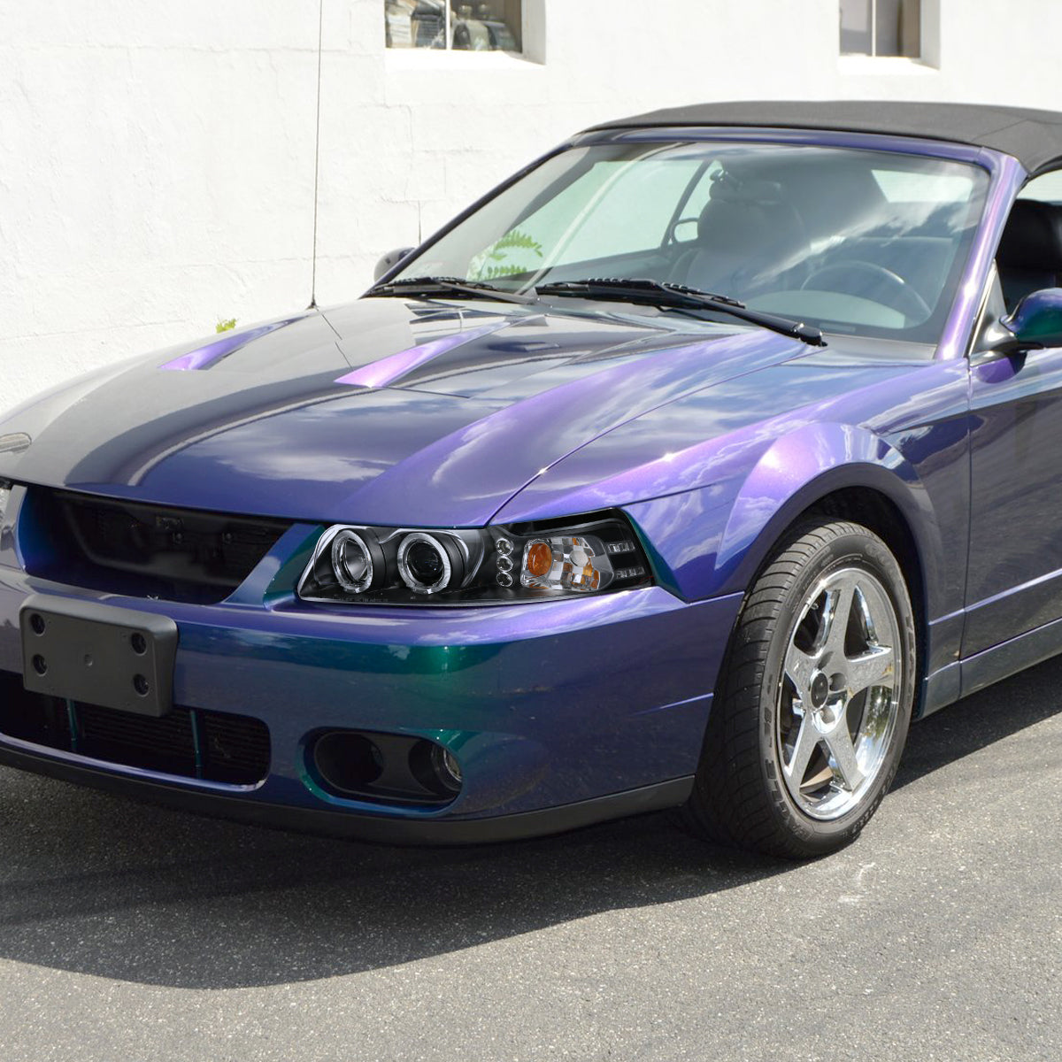 1999-2004 Ford Mustang Dual Halo Projector Headlights (Matte Black Housing/Clear Lens)