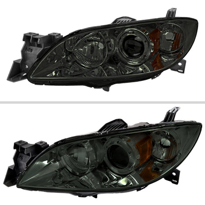 2004-2009 Mazda 3 Sedan Projector Style Headlights (Chrome Housing/Smoked Lens)