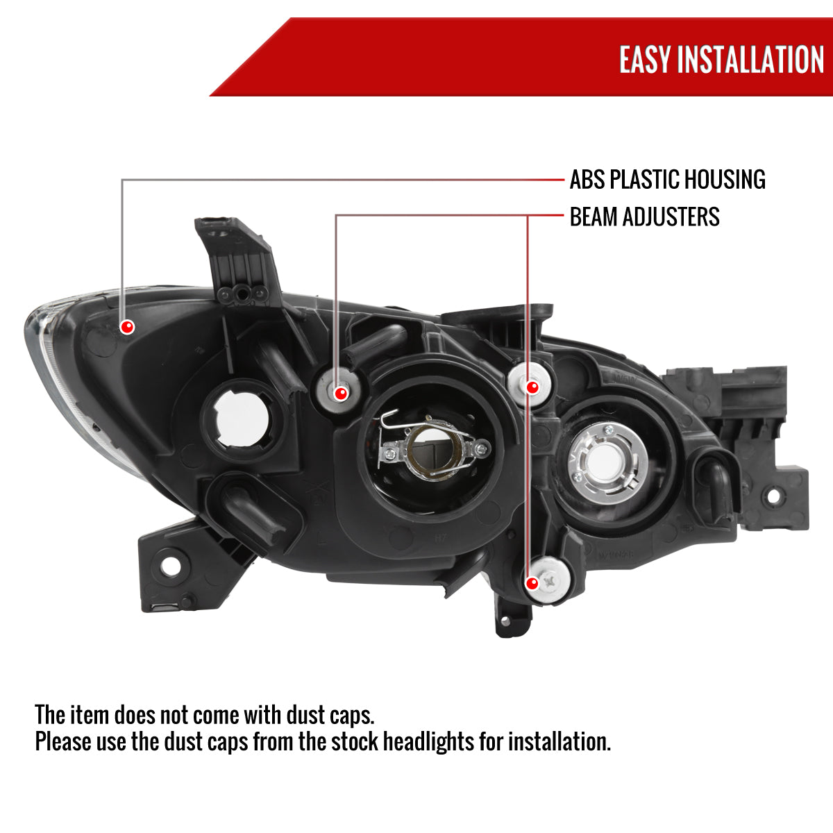 2004-2009 Mazda 3 Sedan Projector Style Headlights (Chrome Housing/Smoked Lens)