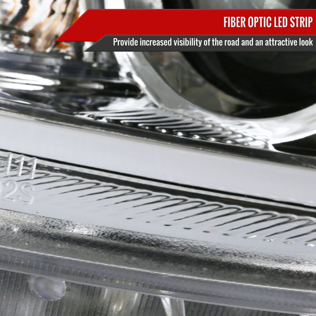 2010-2013 Mazda 3 Projector Headlights w/ LED Light Strip (Chrome Housing/Clear Lens)