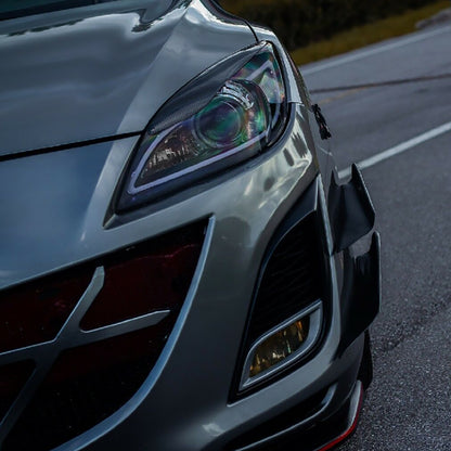 2010-2013 Mazda 3 Projector Headlights w/ LED Light Strip (Glossy Black Housing/Smoked Lens)