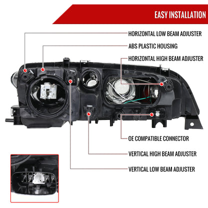 2003-2005 Mazda 6 Factory Style Projector Headlights (Matte Black Housing/Clear Lens)