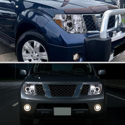 2005-2007 Nissan Pathfinder/ 2005-2008 Frontier Dual Halo Projector Headlights (Chrome Housing/Clear Lens)