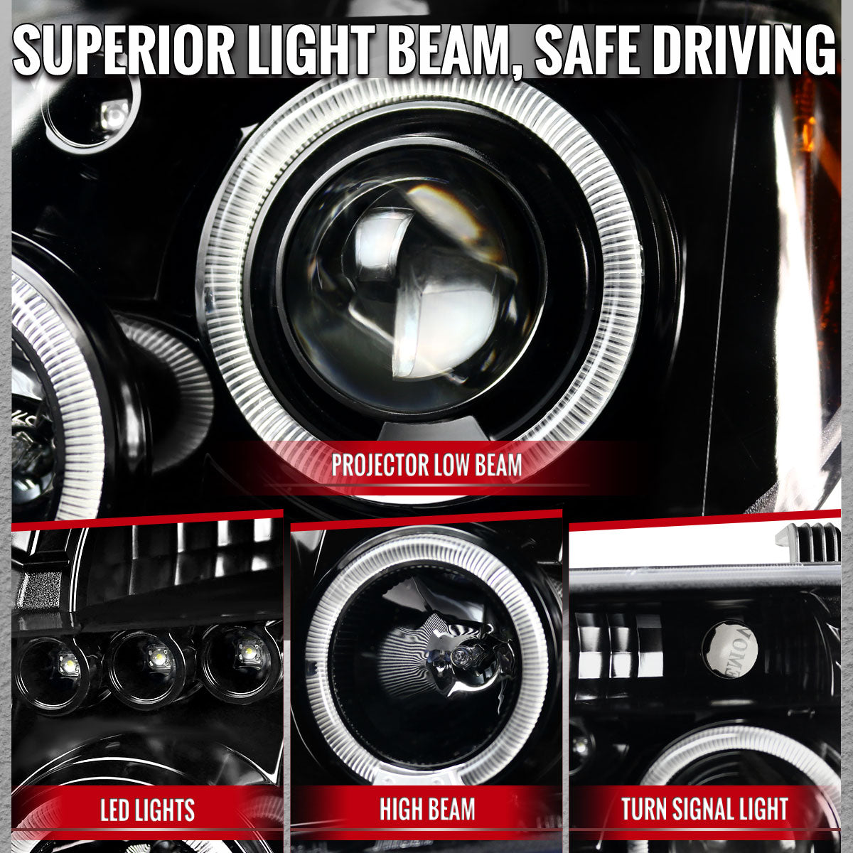 2005-2007 Nissan Pathfinder/ 2005-2008 Frontier Dual Halo Projector Headlights (Jet Black Housing/Clear Lens)