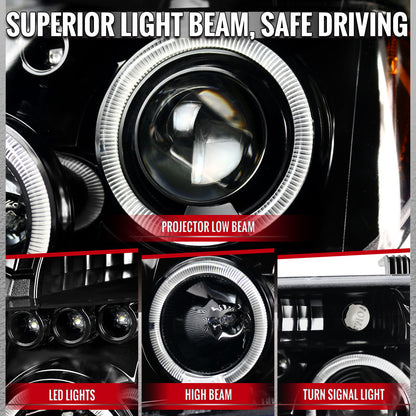2005-2007 Nissan Pathfinder/ 2005-2008 Frontier Dual Halo Projector Headlights (Jet Black Housing/Clear Lens)