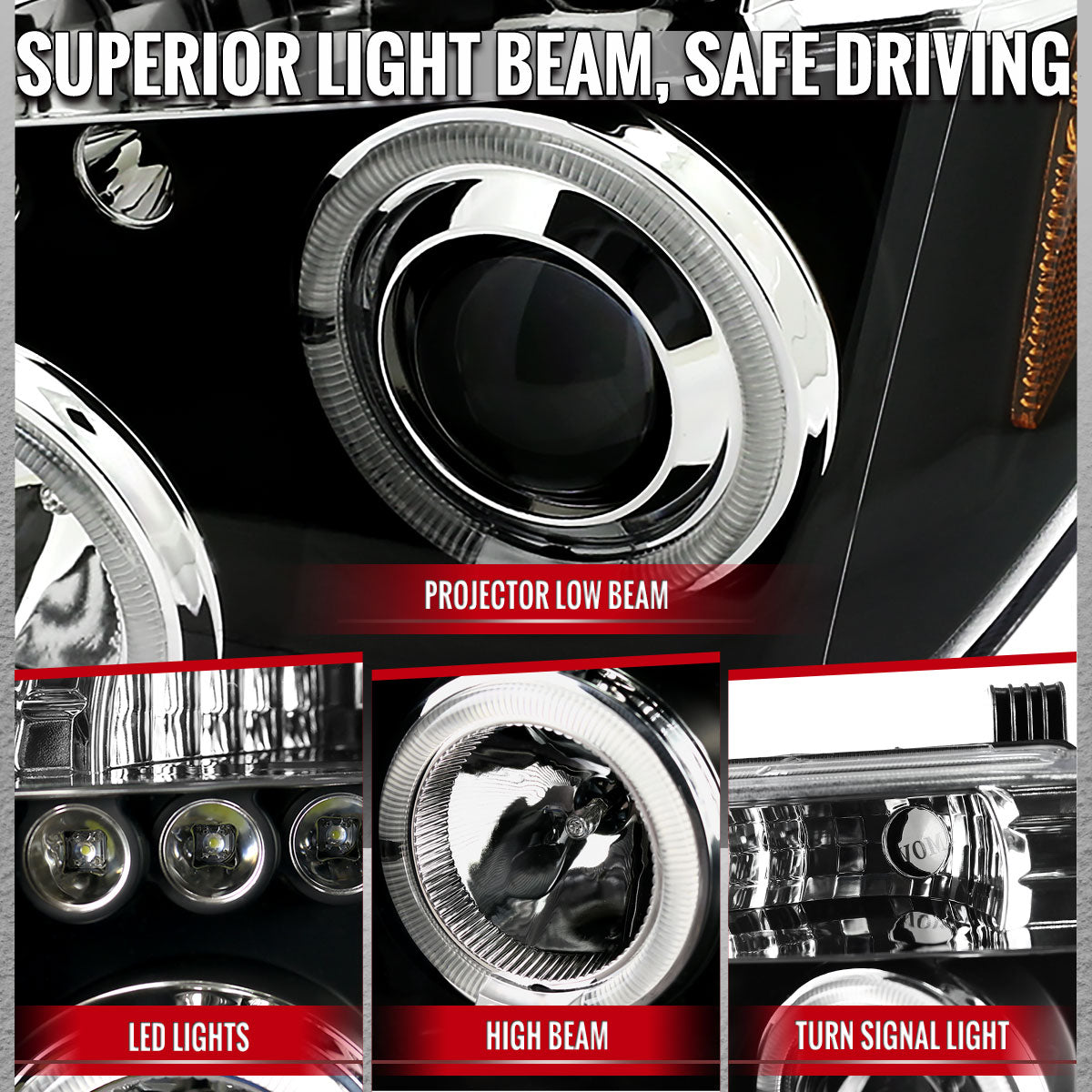 2005-2007 Nissan Pathfinder/ 2005-2008 Frontier Dual Halo Projector Headlights (Matte Black Housing/Clear Lens)
