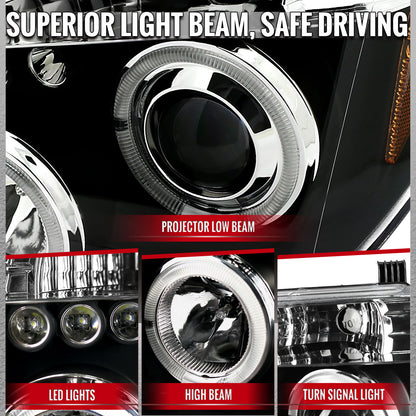 2005-2007 Nissan Pathfinder/ 2005-2008 Frontier Dual Halo Projector Headlights (Matte Black Housing/Clear Lens)