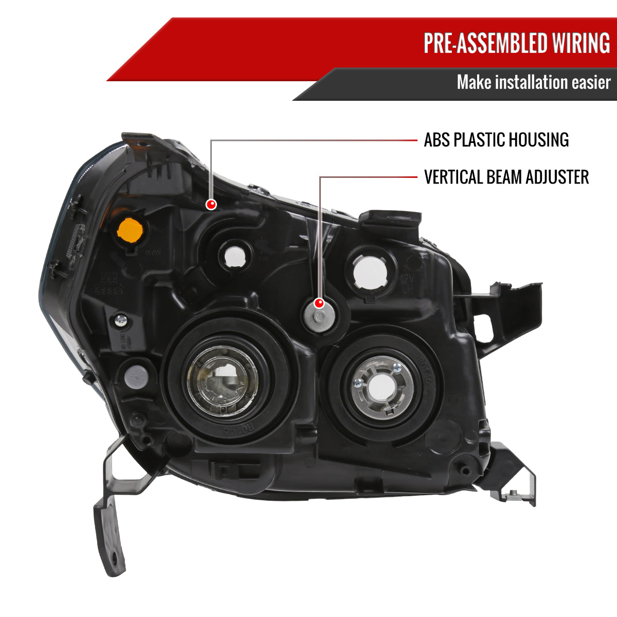 2006-2008 Honda Pilot Projector Style Headlights (Matte Black Housing/Clear Lens)