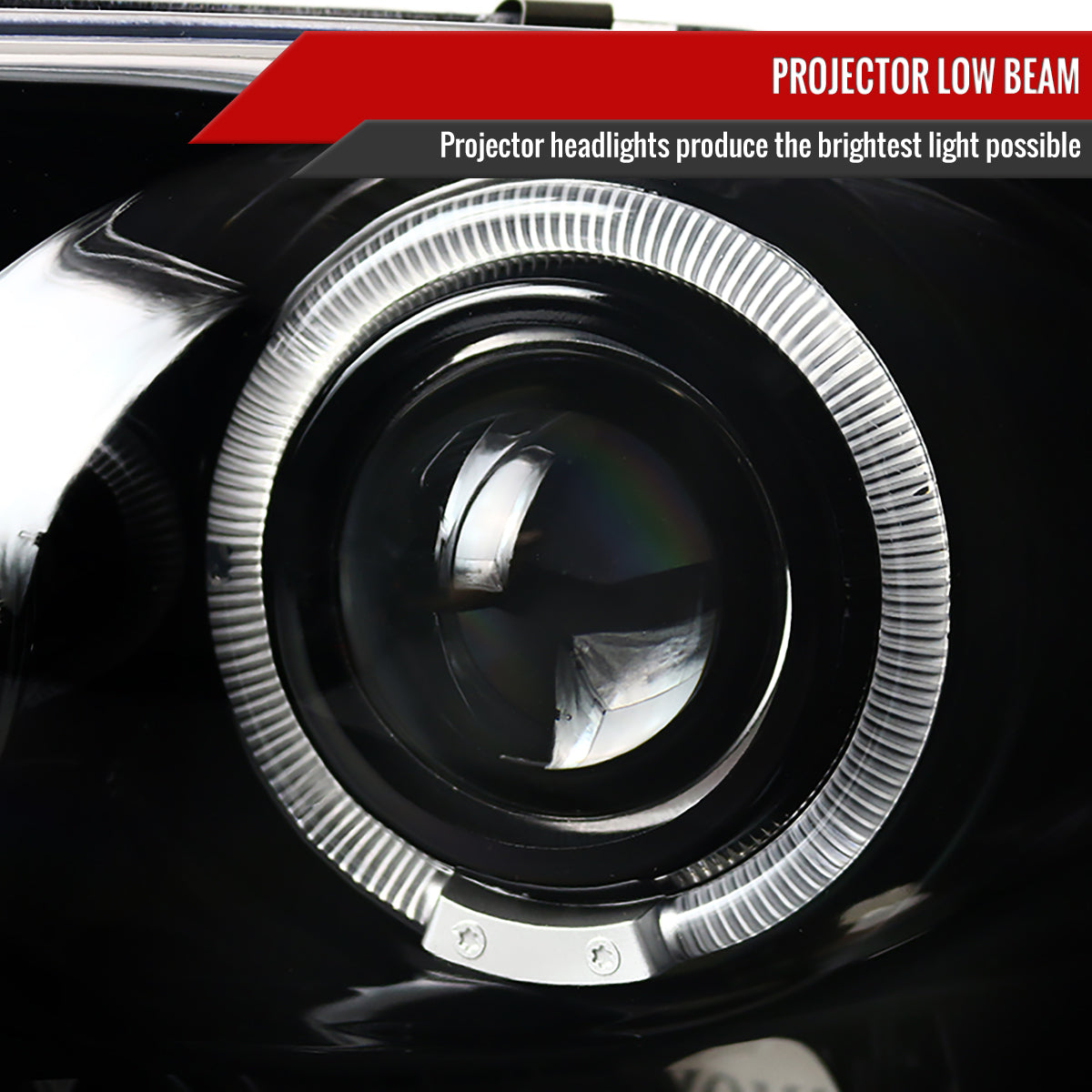 2002-2005 Dodge RAM 1500/ 2003-2005 RAM 2500 3500 Dual Halo Projector Headlights (Jet Black Housing/Clear Lens)