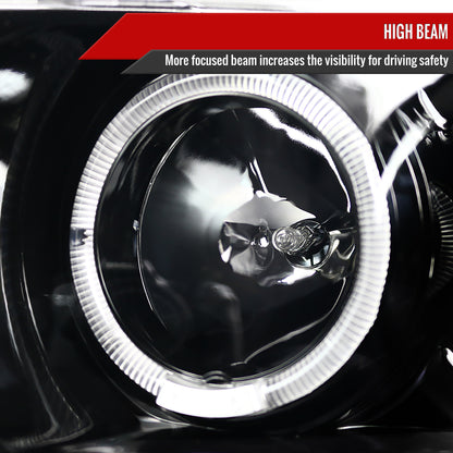 2002-2005 Dodge RAM 1500/ 2003-2005 RAM 2500 3500 Dual Halo Projector Headlights (Jet Black Housing/Clear Lens)