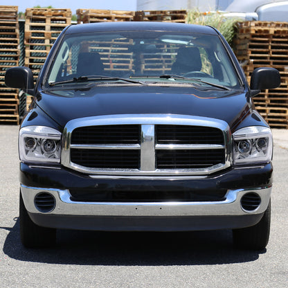 2006-2008 Dodge RAM 1500/ 2006-2009 2500 3500 Switchback LED C-Bar Projector Headlights (Chrome Housing/Clear Lens)