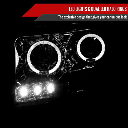 2006-2008 Dodge RAM 1500/ 2006-2009 RAM 2500 3500 Dual Halo Projector Headlights (Chrome Housing/Clear Lens)