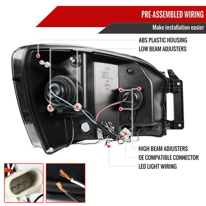 2006-2008 Dodge RAM 1500/ 2006-2009 RAM 2500 3500 Dual Halo Projector Headlights (Chrome Housing/Clear Lens)