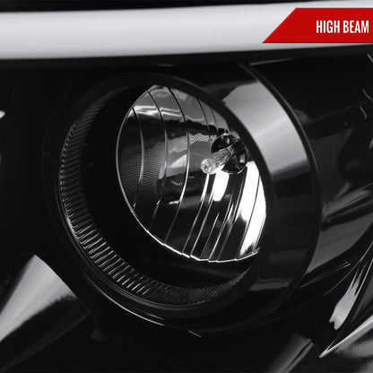 2006-2008 Dodge RAM 1500/ 2006-2009 2500 3500 Switchback LED C-Bar Projector Headlights (Jet Black Housing/Clear Lens)