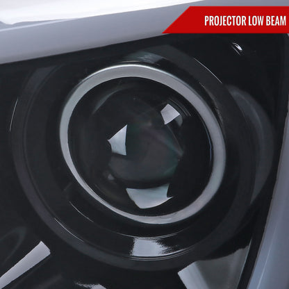 2006-2008 Dodge RAM 1500/ 2006-2009 2500 3500 Switchback LED C-Bar Projector Headlights (Glossy Black Housing/Smoked Lens)