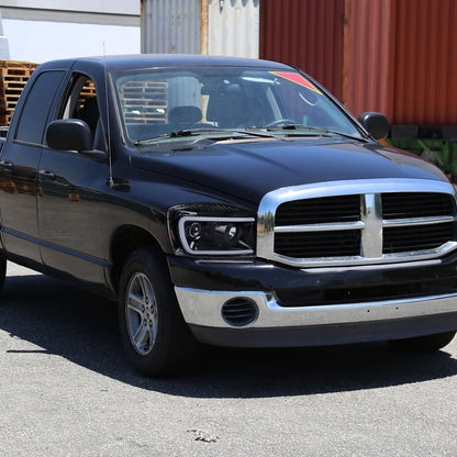 2006-2008 Dodge RAM 1500/ 2006-2009 2500 3500 Switchback LED C-Bar Projector Headlights (Glossy Black Housing/Smoked Lens)