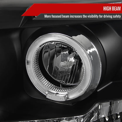 2006-2008 Dodge RAM 1500/ 2006-2009 RAM 2500 3500 Dual Halo Projector Headlights (Matte Black Housing/Clear Lens)