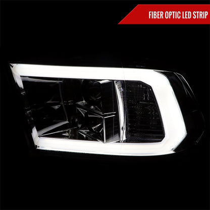 2009-2018 Dodge RAM 1500 / 2019-2021 RAM Classic / 2010-2018 RAM 2500 3500 LED C-Bar Projector Headlights (Chrome Housing/Clear Lens)