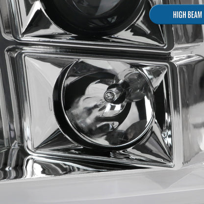 2009-2018 Dodge RAM 1500 / 2019-2021 RAM Classic / 2010-2018 RAM 2500 3500 LED C-Bar Projector Headlights (Chrome Housing/Clear Lens)