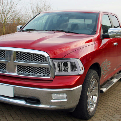 2009-2018 Dodge RAM 1500 / 2019-2021 RAM Classic / 2010-2018 RAM 2500 3500 LED C-Bar Projector Headlights (Chrome Housing/Clear Lens)