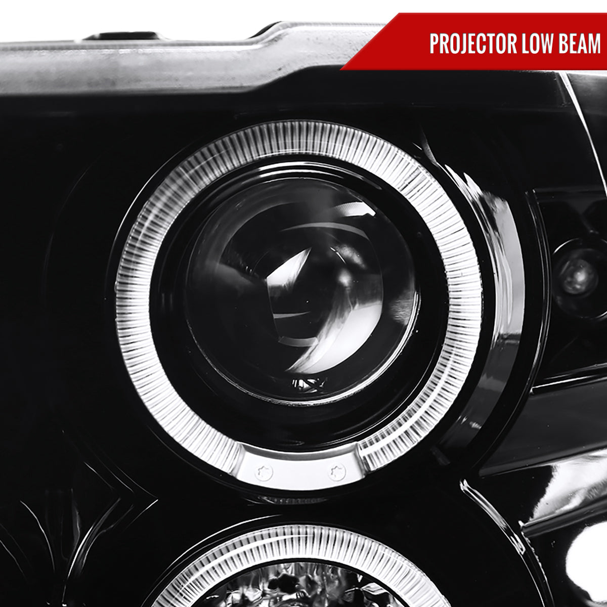 2009-2018 Dodge RAM 1500 / 2019-2021 RAM Classic / 2010-2018 RAM 2500 3500 Dual Halo Projector Headlights (Jet Black Housing/Clear Lens)