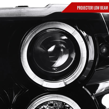 2009-2018 Dodge RAM 1500 / 2019-2021 RAM Classic / 2010-2018 RAM 2500 3500 Dual Halo Projector Headlights (Jet Black Housing/Clear Lens)
