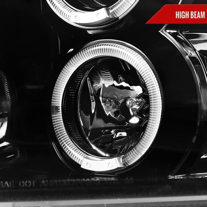 2009-2018 Dodge RAM 1500 / 2019-2021 RAM Classic / 2010-2018 RAM 2500 3500 Dual Halo Projector Headlights (Jet Black Housing/Clear Lens)