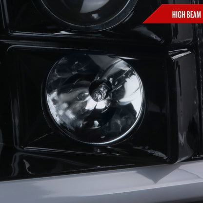 2009-2018 Dodge RAM 1500 / 2019-2021 RAM Classic / 2010-2018 2500 3500 LED C-Bar Projector Headlights (Glossy Black Housing/Smoked Lens)