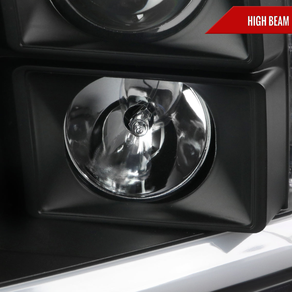 2009-2018 Dodge RAM 1500 / 2019-2021 RAM Classic / 2010-2018 RAM 2500 3500 LED C-Bar Projector Headlights (Matte Black Housing/Clear Lens)