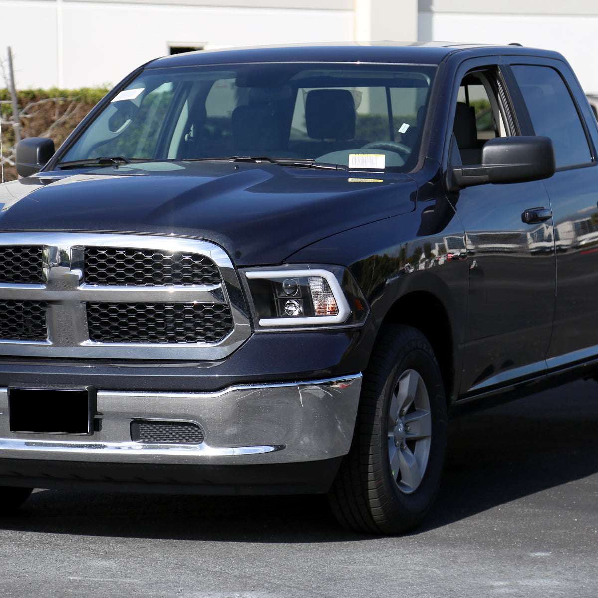 2009-2018 Dodge RAM 1500 / 2019-2021 RAM Classic / 2010-2018 RAM 2500 3500 LED C-Bar Projector Headlights (Matte Black Housing/Clear Lens)