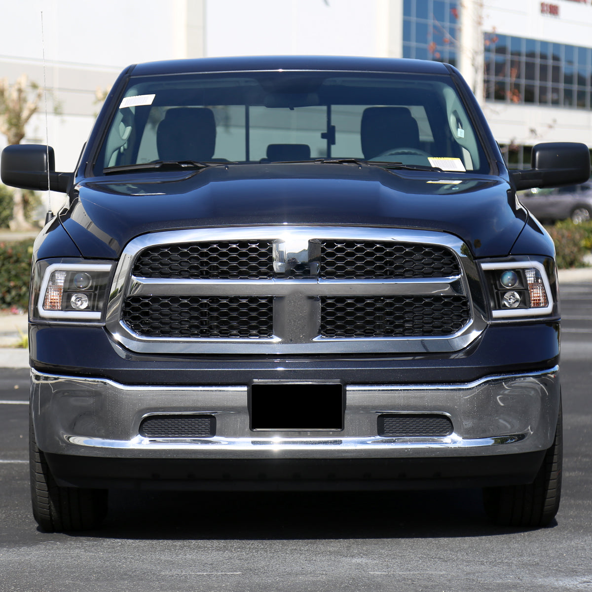 2009-2018 Dodge RAM 1500 / 2019-2021 RAM Classic / 2010-2018 RAM 2500 3500 LED C-Bar Projector Headlights (Matte Black Housing/Clear Lens)