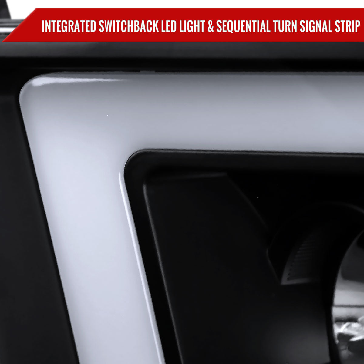 2009-2018 Dodge RAM 1500 / 2019-2021 RAM Classic/ 2010-2018 RAM 2500 3500 Switchback Sequential LED C-Bar Projector Headlights (Matte Black Housing/Clear Lens)